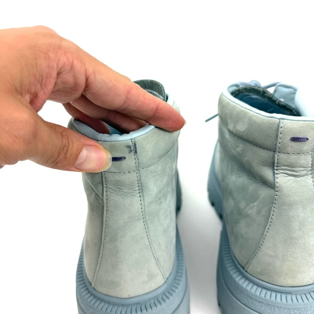 EYTYS Mens Boots Nubuck Light Blue Tribeca Lace Up Square Toe